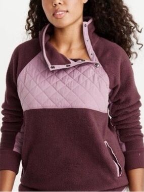 Abercrombie & Fitch Two-Tone Quilted Pullover in Mauve & Dust Pink Asymmetrical